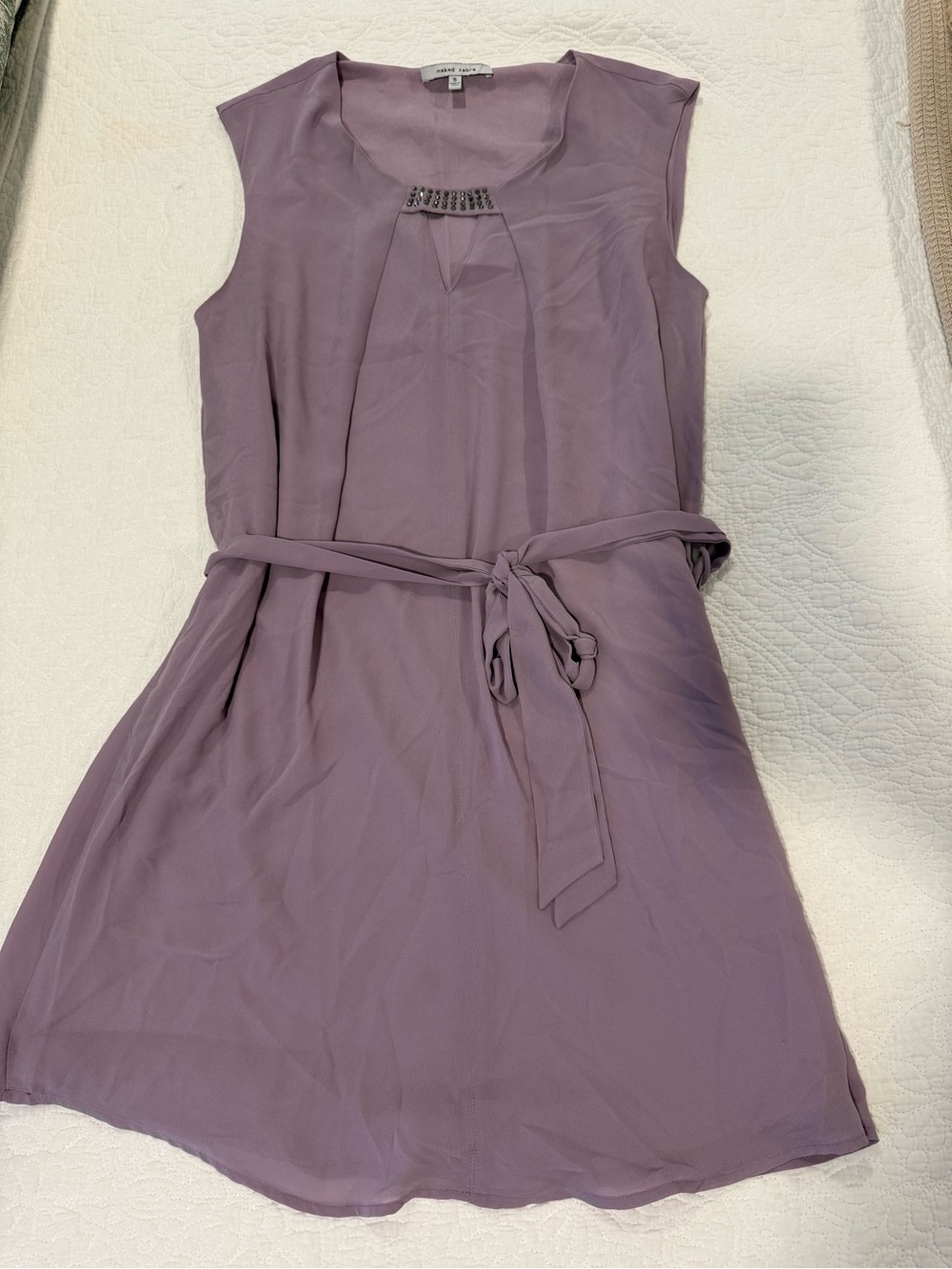 Lavender Tie-Waist Sleeveless Dress